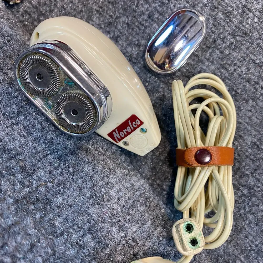 Vintage 1950s Mens Norelco Electric Shaver Type SC 7759 Original Case Box works